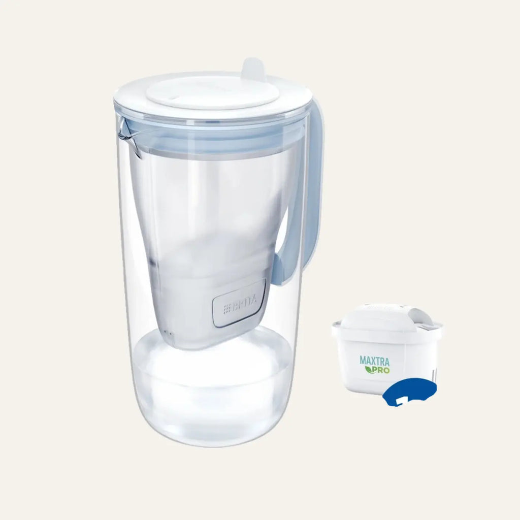 Carafe en verre bleu - 1 filtre à eau - Brita - 1
